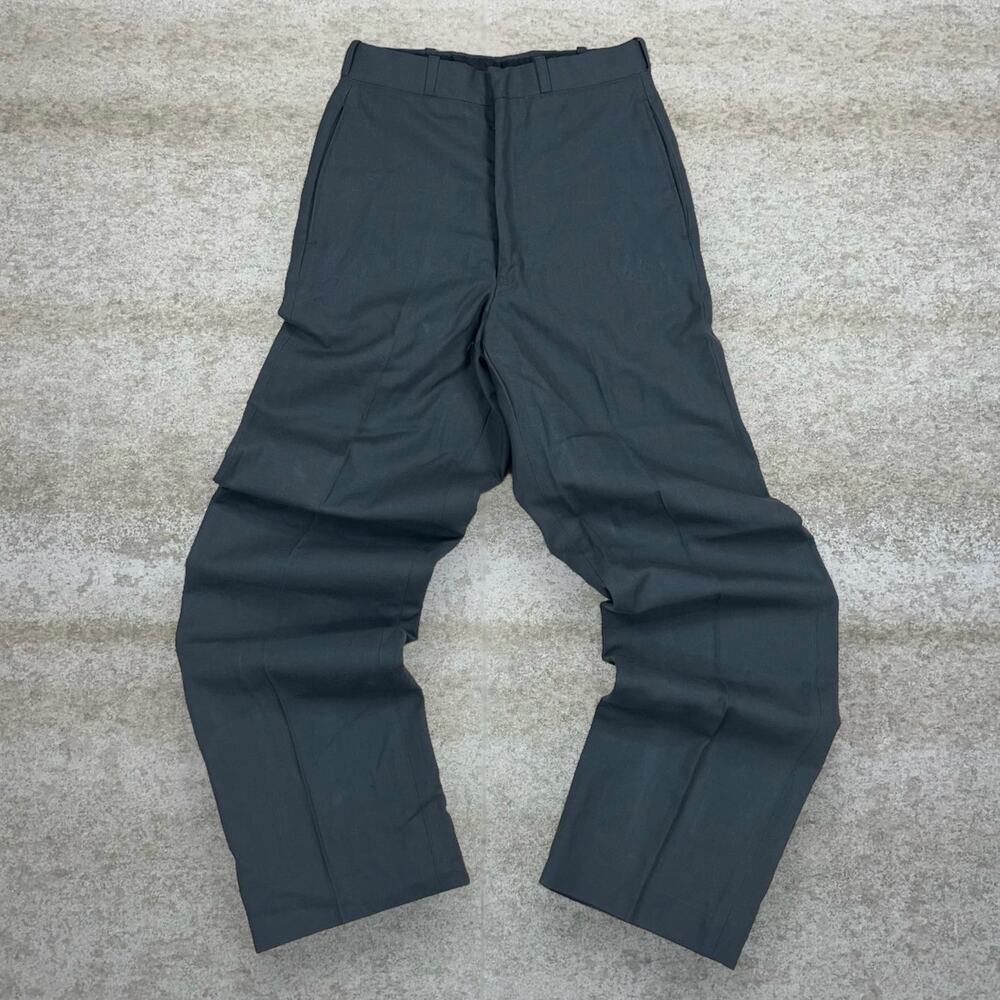 Vintage 90s Military Wool Dress Pants 25x30 Straight Leg Olive Green Flat Front